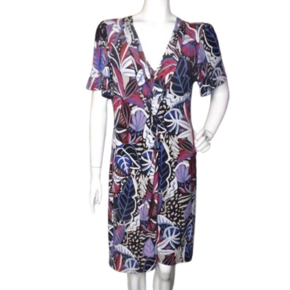 TOMMY BAHAMA Dress, L, Tambour Twist/Cactus to Clouds, Short sleeve,